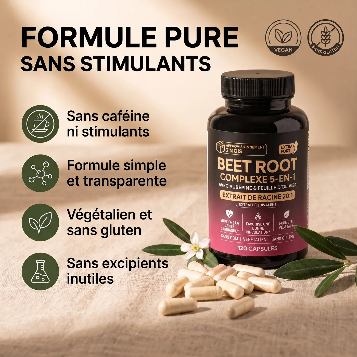 Formule pure — vegan, sans OGM, sans gluten